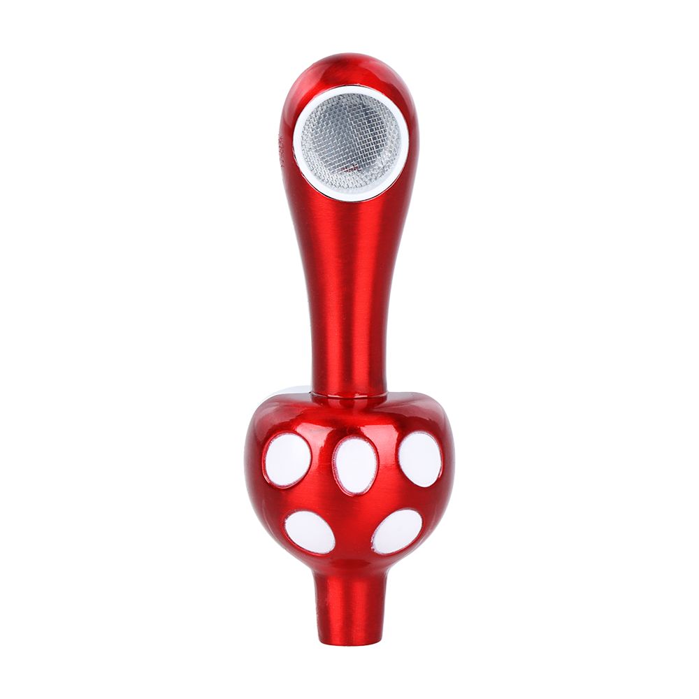 12CT DISPLAY - Spotted Mushroom Metal Hand Pipe - 3.75"
