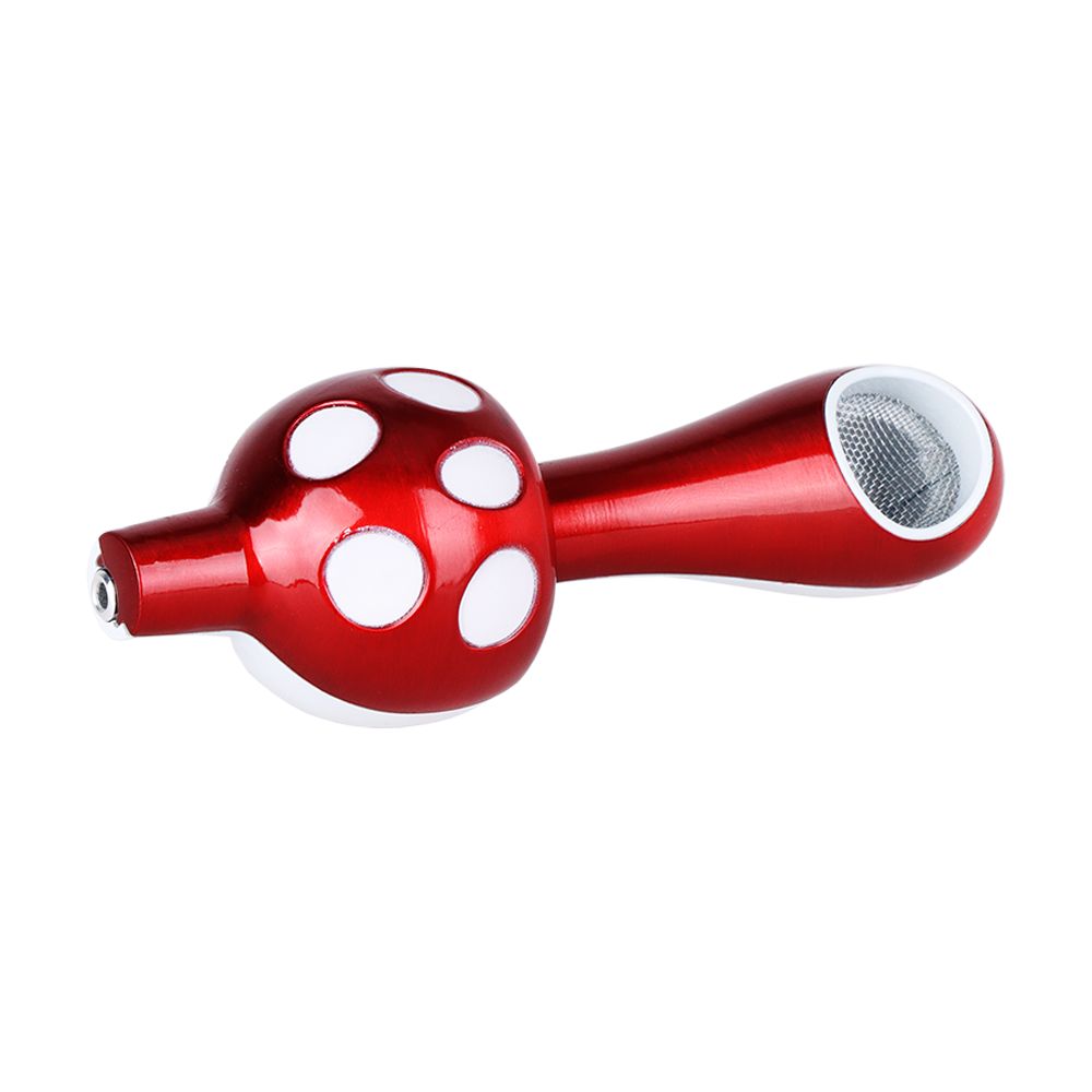 12CT DISPLAY - Spotted Mushroom Metal Hand Pipe - 3.75"