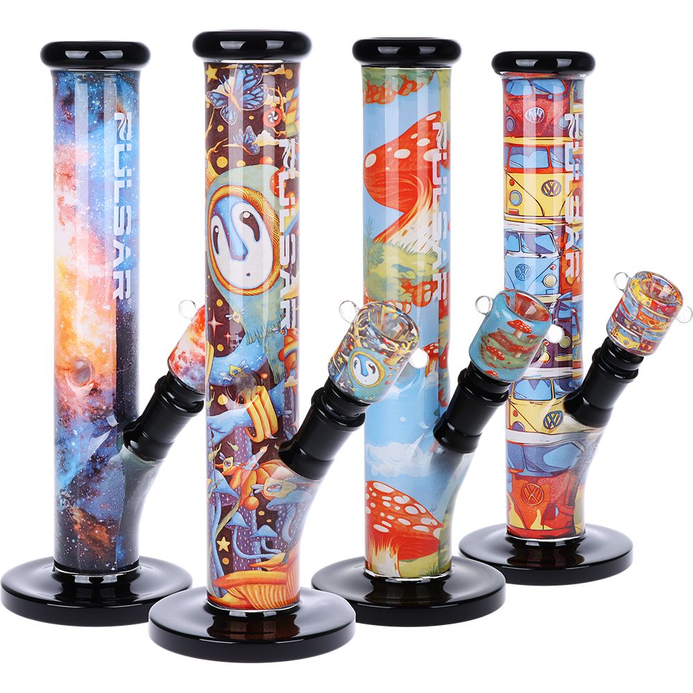 Pulsar Inside Print Straight Tube Glass Water Pipe | 11.25"
