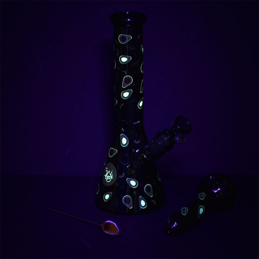 Pulsar Fruit Series Avocado Gold Herb Pipe Glow Duo - 10" / 14mm F