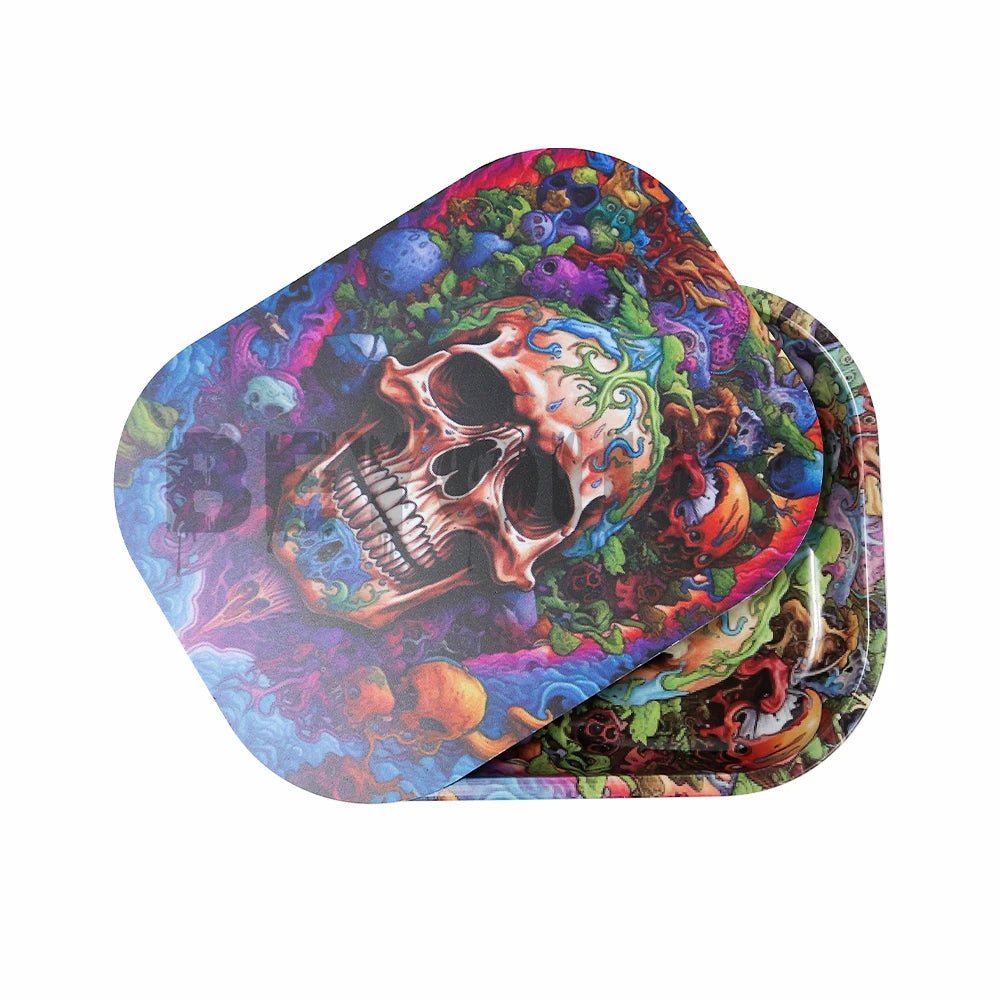 Household Metal Tray Rolls Tobacco Container Hand Rolled Smoking Accessories Storage Trays Various Patterns 18x14cm
