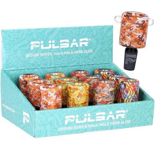 12CT DISPLAY - Pulsar Design Series Inside Print Herb Slide Series 4 - 14mm M / Assorted Designs