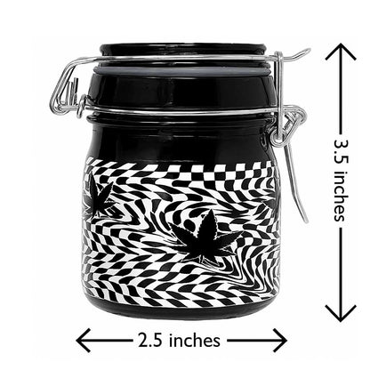CHECKERBOARD LEAVES STORAGE JAR WITH CLAMPING LID