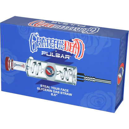 Grateful Dead x Pulsar Steal Your Face Glycerin Glass Dab Straw - 8.5"