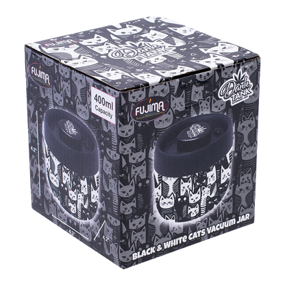 Fujima Dank Tank Vacuum Glass Jar - 4.2" / Black & White Cats