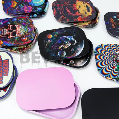 Household Metal Tray Rolls Tobacco Container Hand Rolled Smoking Accessories Storage Trays Various Patterns 18x14cm
